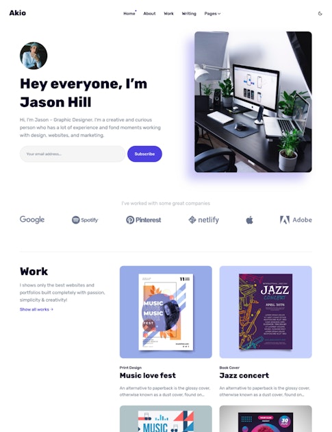 Akio Creative portfolio Jekyll theme Jekyll Themes