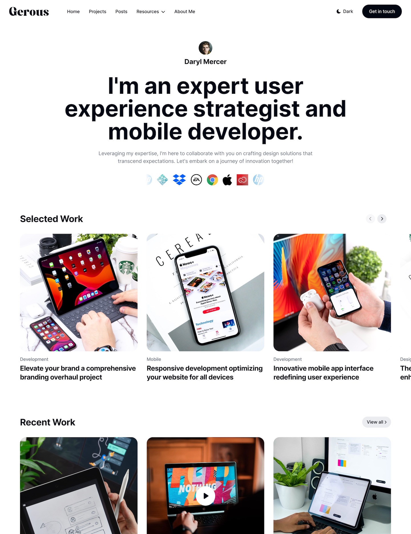 Gerous – A Polished, Modern Personal Portfolio Theme – Jekyll Themes