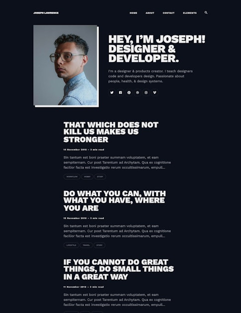 Joseph – Super minimal personal blog theme – Jekyll Themes