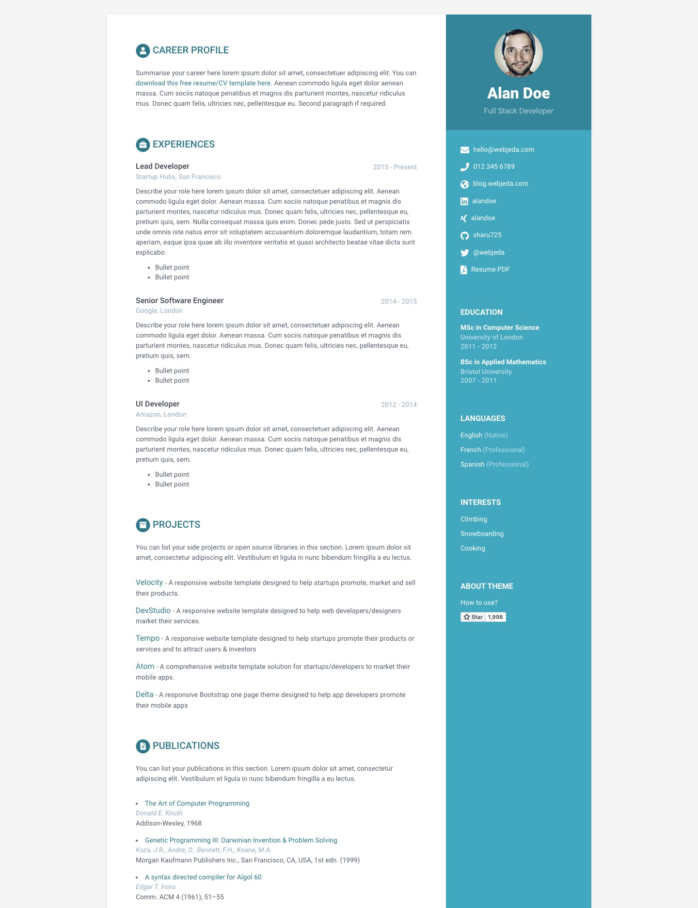 Online CV preview
