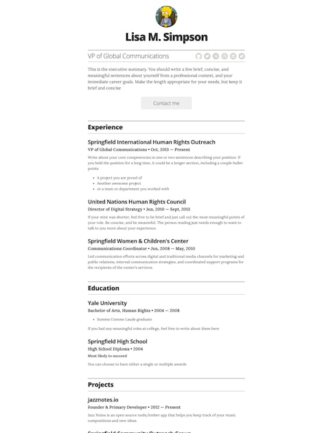 Resume Template GitHub Pages powered resume Jekyll Themes